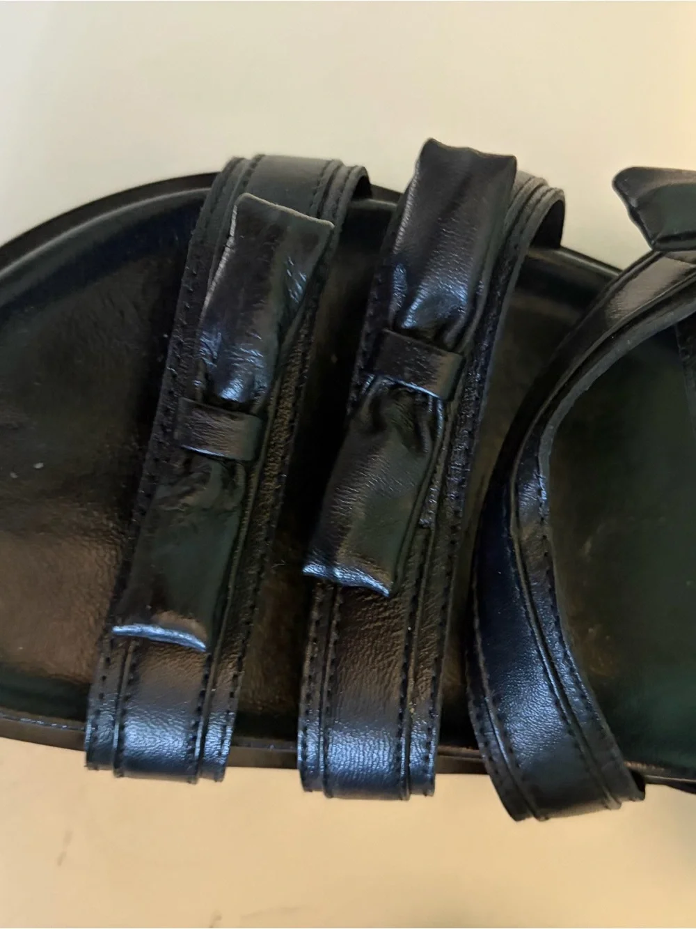 Free People Black Leather Bow-Strap Sandals Sz 9